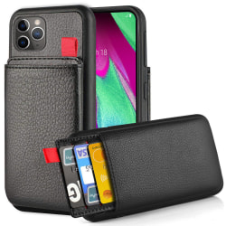 iPhone / Samsung / Huawei - Kännykän kansi - Piilotettu korttipaikka / Korttiteline Black iPhone 11 Pro Max
