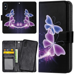 iPhone X/XS - Plånboksfodral/Skal Lila Fjärilar