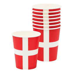 8-Pack - Paper Cups Tanskan lippu - Tanska Red