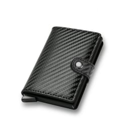 Kolfiber Kreditkortshållare Plånbok Herr Rfid Smart Metal Tunn Slim Pop Up Minimalistisk Plånbok Liten Svart Plånbok Metall Vallet Carbon Black