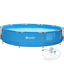tectake Pool rund med filterpump Ø 360 x 76 cm Blå
