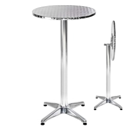 tectake Cafébord i aluminium Ø60cm - 6,5 cm fällbar grå