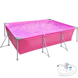 tectake Pool fyrkantig 300 x 207 x 70 cm Rosa