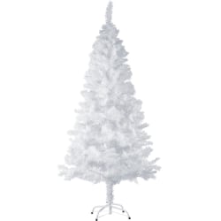 tectake Naturtrogen konstgjord julgran med metallstativ - 180 cm Vit