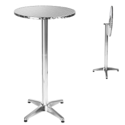 tectake Cafébord i aluminium Ø60cm - 5,8 cm fällbar grå