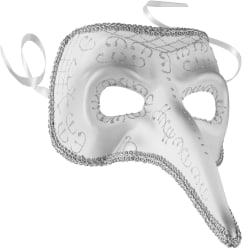 tectake Venetiansk mask med lång näsa och utsmyckningar Silver