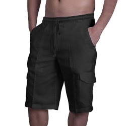 Cargo-shorts med elastisk midja för män Black XL