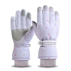 Vinterskidvarma handskar, pekskärm plus fleece för att förhindra SK13 purple cake bear