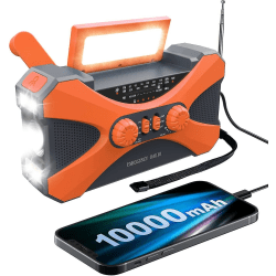 10000mah nødradio, solar håndsving radio, bærbar Am/fm/noaa vejrradio med telefonoplader lommelygte Orange
