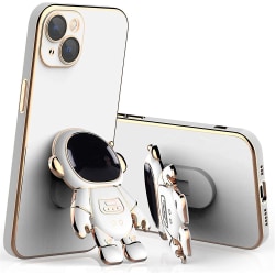 Astronaut Hidden Stand Case kompatibelt med Iphone 13 Pro Max/13 Pro/13, galvaniserat TPU- cover（Vit）