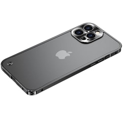 Lyxig metallram cap för iPhone13PRO MAX Phone case i aluminium Svart