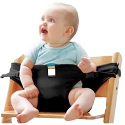 Hopfällbar bärbar matplatsstol Säkerhetsbälte Skyddsbälte Spänne för baby och toddler (svart)