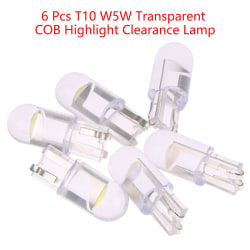 6st Vita W5W T10 LED-lampa eller COB Drive-Free Wedge-lampa