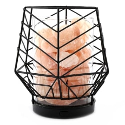 Hexagonal Grind Formad Himalaya Saltkristall m LED Lampa