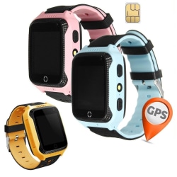 GPS + LBS Smartwatch Skritteller etc. for barn. Sim-kort inkludert Blue
