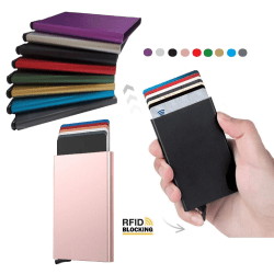 Kortholder med RFID -beskyttelse. Pop op. 9 forskellige farver Black