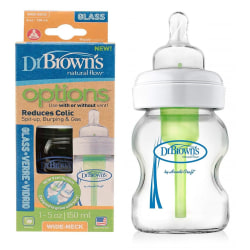 Bred hals GLASS patentert Anti-kolikk Babyflaske 150ml - Dr Brown