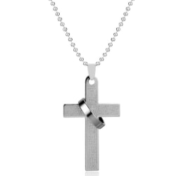 Rostfritt Titanium  Halsband prydd med kors och ring