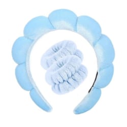 3st modemikrofiber tvättarmband Scrunchies Puffigt pannband Spa bubbel pannband blue