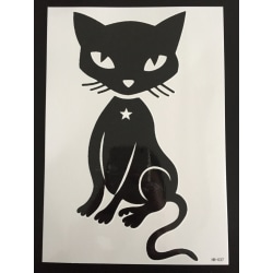 Midlertidig tatovering 21 x 15cm - svart katt
