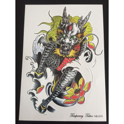 Midlertidig tatovering 21 x 15 cm - Fighting Dragon