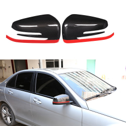 Lämplig för Mercedes-Benz yttre backspegel dekorativ mask ABS kolfibermönster röd kant svart