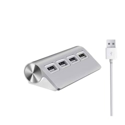 Premium 4-portars USB -hubb i aluminium med 11-tums skärmad kabel för iMac MacBooks silver