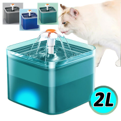 2L Elektrisk LED Katt Hund Automatisk Vattenfontän Dispenser Drickskål för husdjur Green
