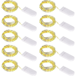 1m 10 Micro String Lights Små Med Batteri 10 Styck Led String Lights Batteri gul