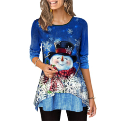 Kvinnors jul-T-shirts Print T-shirt långärmad T-shirt blue 5XL