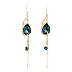 Mode Vintage Peacock Fringe örhängen för kvinnor blue