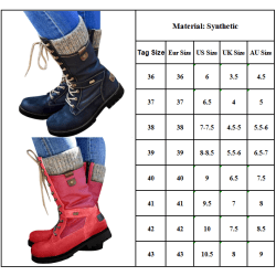 Kvinnor Dam Mid Calf Warm Grip Sole Boots Snöra Flat Shoes Black 36