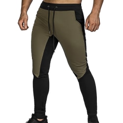 Män Patchwork Drawstrinig Tight Sweat Pants Army Green 2XL