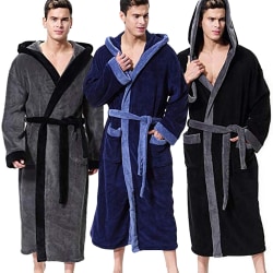 Män sydd Hooded Pocket Badrocksband långärmad pyjamas Black 5XL