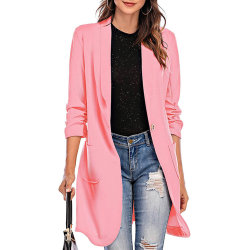 Knäppt mellanlängd Pocket Kacket Arbetsplatsdräkt för kvinnor pink 3XL