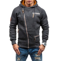 Långärmad luvtröja med dragkedja för män Comfort Sport Hooded Sweatshirt Black XL