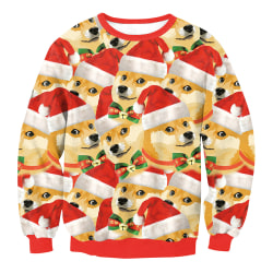 Jultröja Sweatshirt Jumper långärmad T-shirt Topp Shiba Inu Printed L
