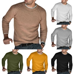 Män Slim Knit Sweater Jumper Toppar Casual Crew gray S