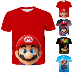 Super Mario Boy T-shirt för barn, kortärmad 3D-mönster Casual B 110cm