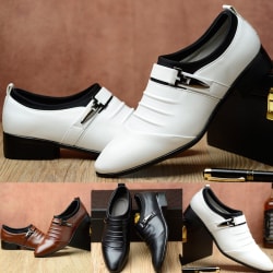 Män mode spetsad tå formella skor spänne white 41