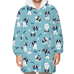 Oversized hoodie Vinterfleecefilt Lös pyjamas unisex blue one size