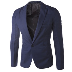 Män Professionell Business Wear Suit Jacka Knappar Pocket Coats Navy blue L