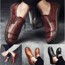 Mode Läder Loafers för män Casual Patchwork dark brown 47