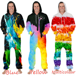 Män Kvinnor 3D- printed Jumpsuit Hoodie Sweatshirt Bodysuit med dragkedja multicolor L