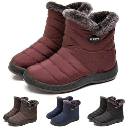 Dampälsfodrad snö vattentät ankel Zip Flat Casual Shoes Black 37