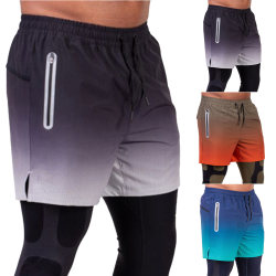 Mäns personlighetsgradient Casual bekväma sportshorts Gray XL