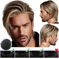 Herr Peruker Manlig Ombre Blond Kort Rak Lager Peruker