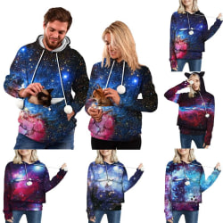 Stjärnhimmeltryck Print Plus Fleece Hat Pocket Sweater Par blue S