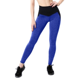 Fitness , färgmatchande höftlyftande yogasportbyxor för kvinnor Blue XL