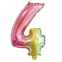 Gaggs  Regnbågsfärgad Sifferballong Nummer 4, 35 cm